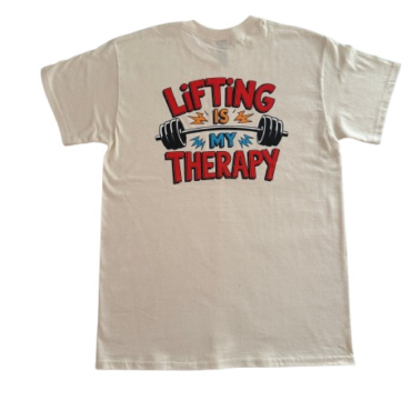 Lifting is Therapy T-Shirt | Sand Color Gym Tee
